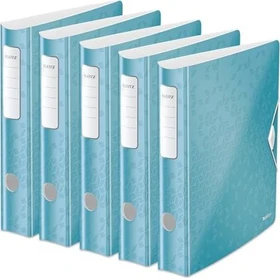 Leitz Qualitäts Ordner 2-Ring 180° Active WOW, 65mm, A4, eisblau, 5er-Pack