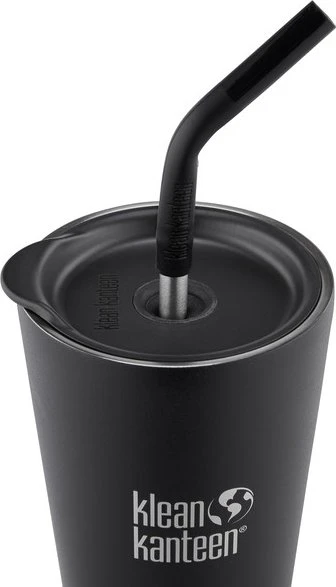 Klean Kanteen Tumbler Deckel und Trinkhalm Isolierbecher 473ml schwarz