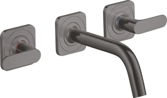 Hansgrohe Axor Citterio M 3-Loch Waschbeckenarmatur mit Hebelgriffen 166mm brushed black chrome