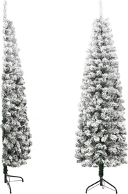 vidaXL Künstlicher Weihnachtsbaum halbrund schlank mit Schnee, 210cm