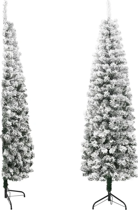 vidaXL Künstlicher Weihnachtsbaum halbrund schlank mit Schnee, 210cm