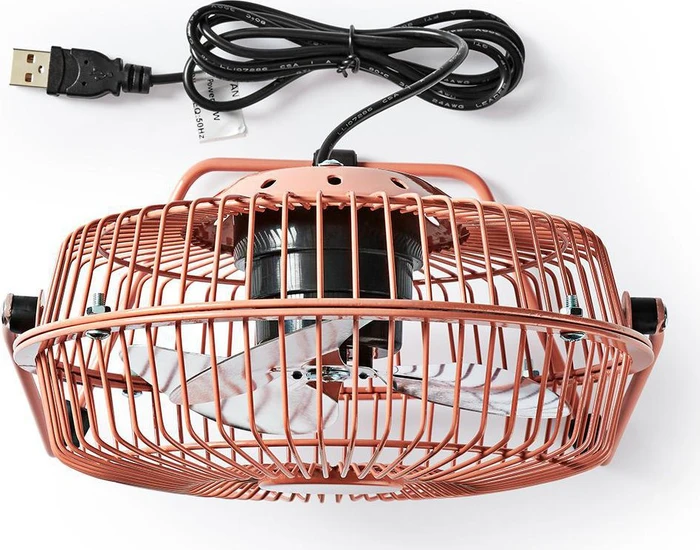 Nedis FNDK1PK15 USB Mini Tischventilator aus Metall 15cm rosa