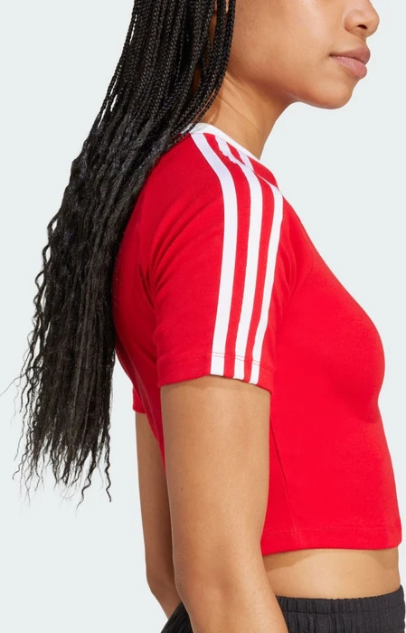 adidas 3-Streifen Baby T-Shirt kurzarm better scarlet/white (Damen)