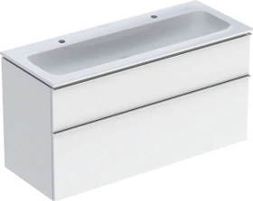 Geberit iCon Set Möbelwaschtisch/Unterschrank 120cm weiß, Korpus: weiß/lackiert hochglanz, Griff: hoch-glanzverchromt