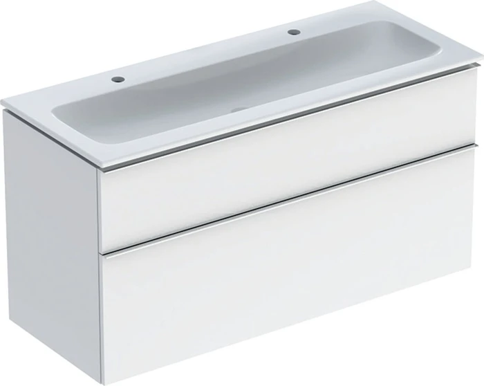 Geberit iCon Set Möbelwaschtisch/Unterschrank 120cm weiß, Korpus: weiß/lackiert hochglanz, Griff: hoch-glanzverchromt