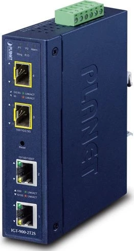 Planet IGT-900-2T2S Industrial Gigabit Managed Medienkonverter, 2x RJ-45, 2x SFP