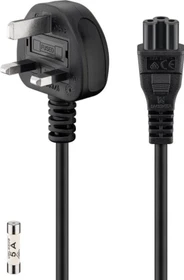 Wentronic Goobay Kaltgeräte Netzkabel, UK Typ G/BS 1363 auf Kaltgerätestecker C5, gewinkelt, schwarz, 1.8m