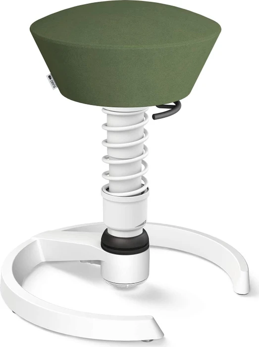 Aeris Swopper New Edition Bürohocker mit Gleitern, Feder Standard, Gestell Alu weiß, Bezug Mikrofaser Comfort grün