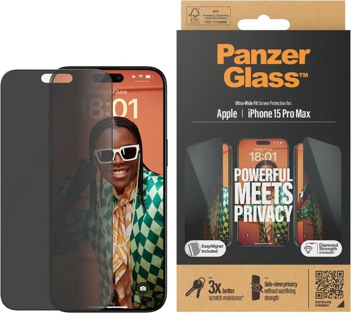 PanzerGlass Ultra-Wide Fit Privacy with EasyAligner für Apple iPhone 15 Pro Max
