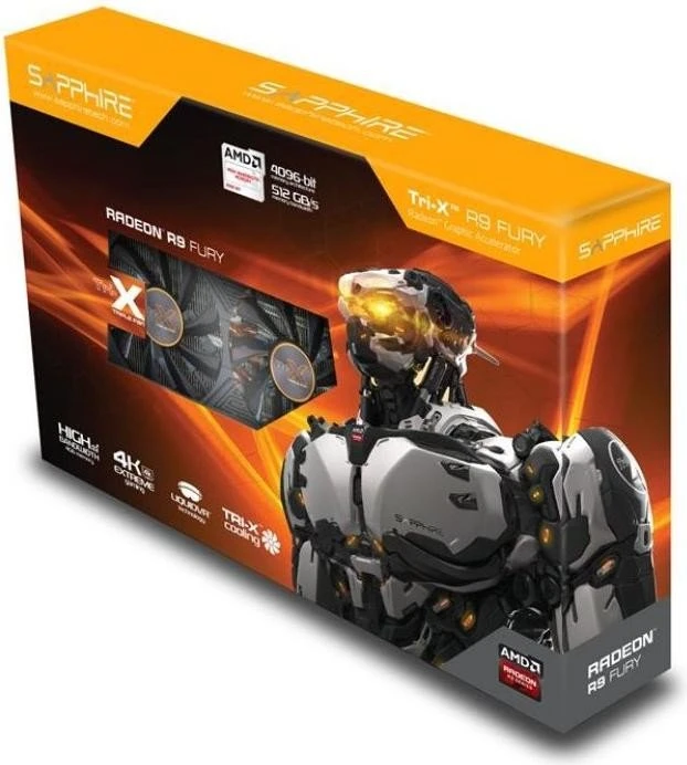 Sapphire Radeon R9 Fury Tri-X, 4GB HBM, HDMI, 3x DP, full retail