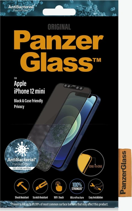 PanzerGlass Edge-to-Edge Case Friendly & Privacy für Apple iPhone 12 Mini schwarz