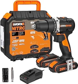 Worx Nitro 20V PowerShare Akku-Bohrschrauber inkl. Koffer + 2 Akkus 2.0Ah
