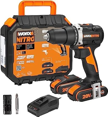 Worx Nitro 20V PowerShare Akku-Bohrschrauber inkl. Koffer + 2 Akkus 2.0Ah
