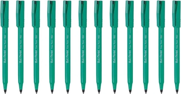 Pentel Ball Fine Point R50 0.4mm schwarz Tintenroller (Mine), 12er-Pack