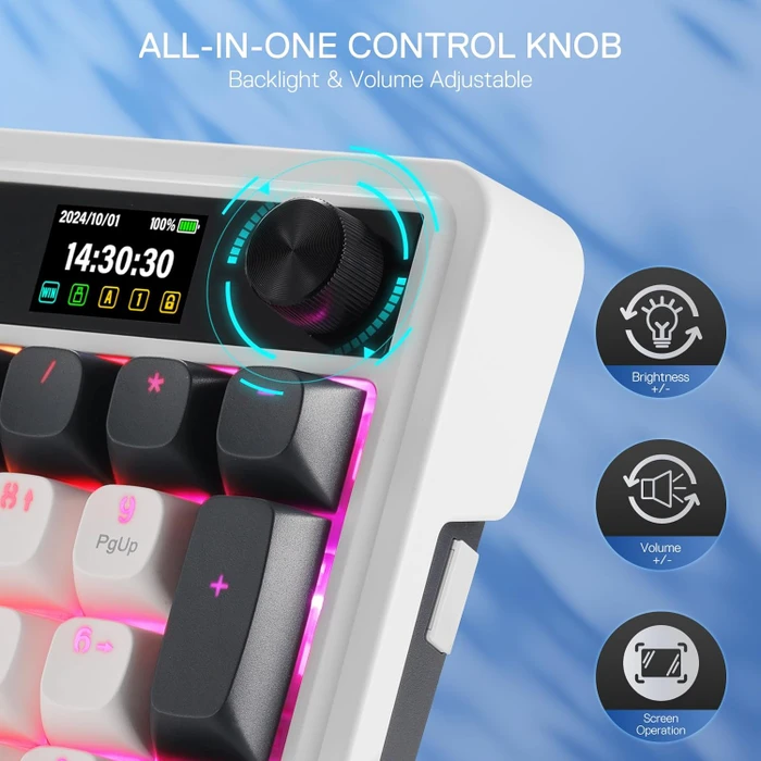 Redragon Galatin Pro K719 Wireless, Ice Blue, LEDs RGB, Outemu Red, USB/Bluetooth, US