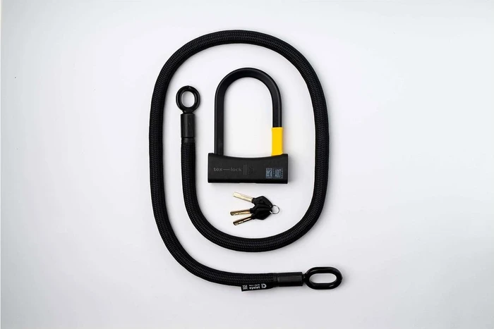 tex-lock eyelet D-Lock 160cm Textilschloss, Schlüssel onyx black