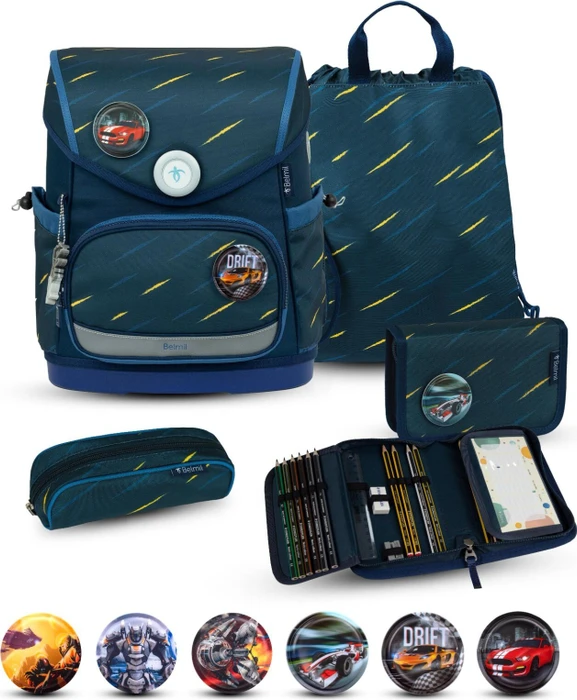 Belmil Premium Compact Plus Orion Blue Schultaschen-Set, 5-tlg.
