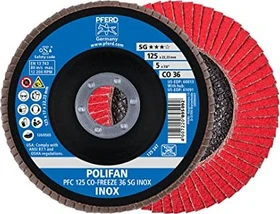 Pferd PFC 125 CO-FREEZE 36 SG INOX POLIFAN Fächerschleifscheibe K36, 125x22.23mm, 10 Stück