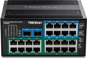 TRENDnet TI Hardened Industrial Railmount Gigabit Switch, 24x RJ-45, 2x SFP, 480W PoE+ (TI-PG262)