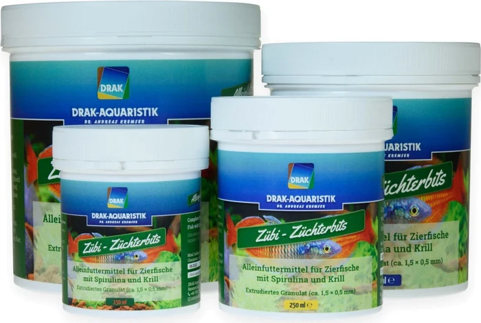DRAK-Aquaristik Zübi, Züchter-Bits mit Spirulina und Krill, Dose, 1l