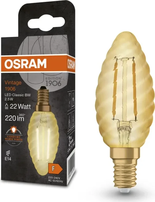 Osram Ledvance Filament LED Vintage 1906 Clas BW 22 2.5W/824 E14