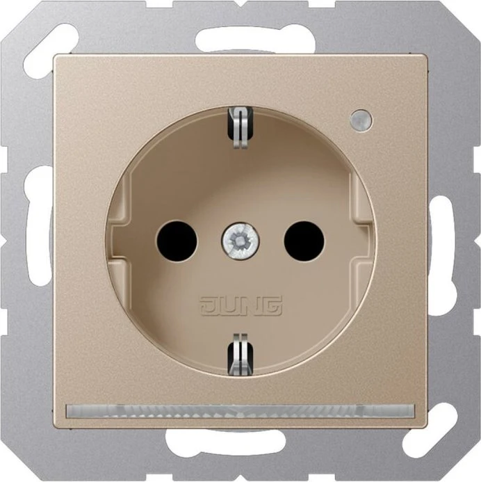 Jung Serie A Steckdose mit LED-Orientierungslicht und Sensor, champagner