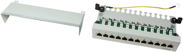 LogiLink Desktop Patchpanel Cat6, für Tisch/Wand, 12-Port, grau