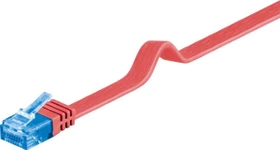 goobay Flach-Patchkabel, Cat6a, U/UTP, RJ-45/RJ-45, 3m, rot