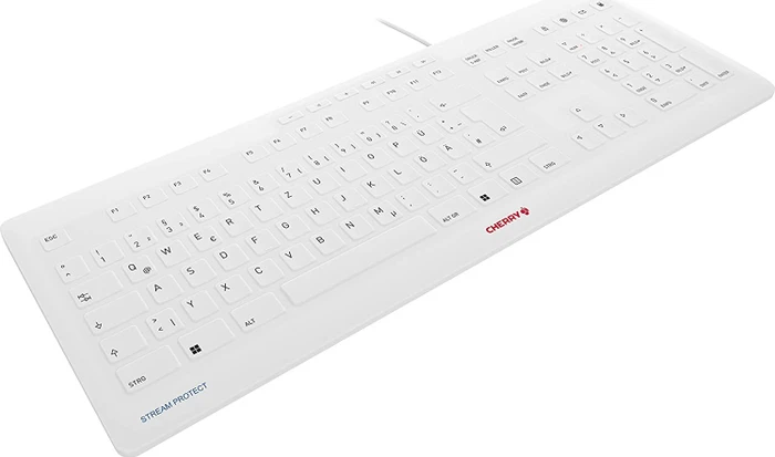 Cherry Stream Protect Keyboard-grau, weiß/grau, USB, DE