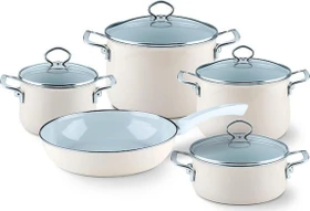 Riess Emaille Nouvelle Kochgeschirr-Set avorio, 5-tlg.