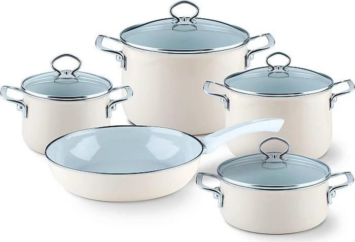 Riess Emaille Nouvelle Kochgeschirr-Set avorio, 5-tlg.