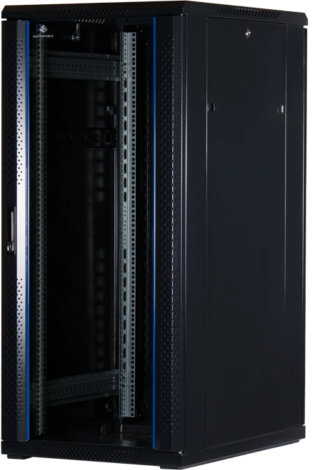 Rockstable 19" Serverschrank 27HE, Sicherheitsglastür, IP2X, schwarz, 800mm tief