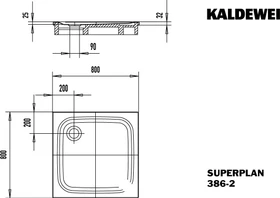 Kaldewei Superplan Classic 386-2 Duschwanne 80x80cm, Wannenträger, Perl-Effekt, weiß