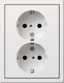 Gira SCHUKO-Doppelsteckdose 16A 250V komplett mit Abdeckrahmen, reinweiß glänzend