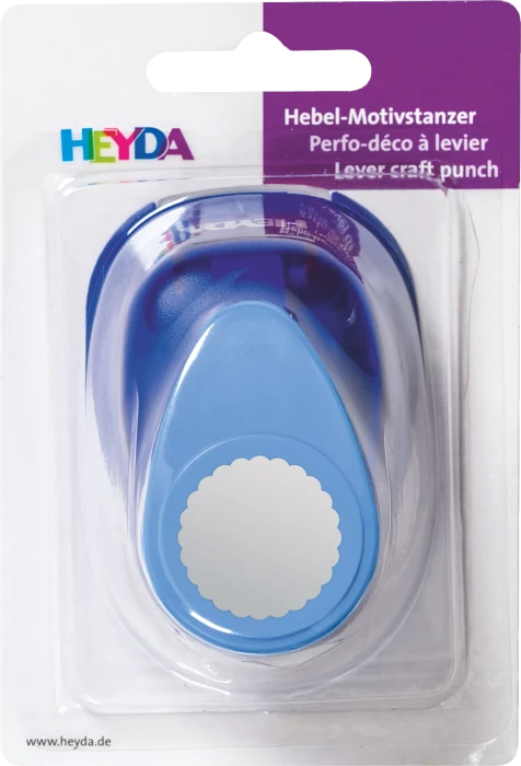 Heyda Hebel-Motivstanzer groß, Kreis geriffelt, blau, 25mm