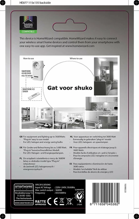 Smartwares SH5-RPS-36A Smart Plug, Funksteckdose