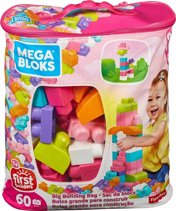 Mattel Mega Bloks Fisher-Price First Builders Großer Baubeutel pink