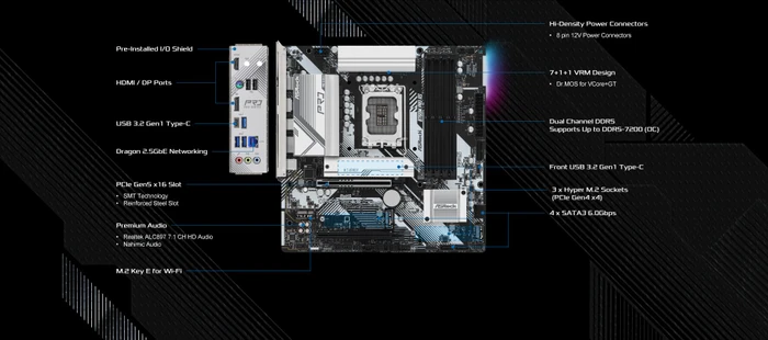 ASRock B760M Pro RS (Intel 1700)