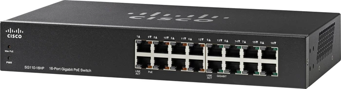 Cisco SG110 Desktop Gigabit Switch, 16x RJ-45, 64W PoE