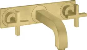 Hansgrohe Axor Citterio Waschbeckenarmatur mit Kreuzgriffen und Platte 226mm brushed brass