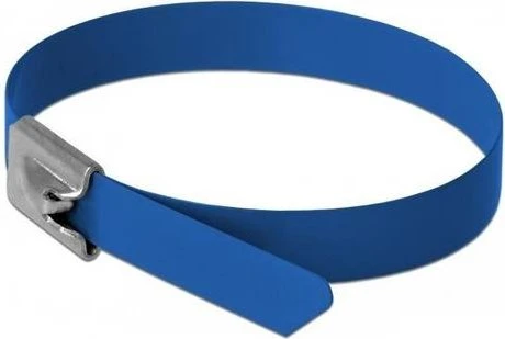 DeLOCK Edelstahl Kabelbinder, 7.9mm, 300mm, blau, 10 Stück