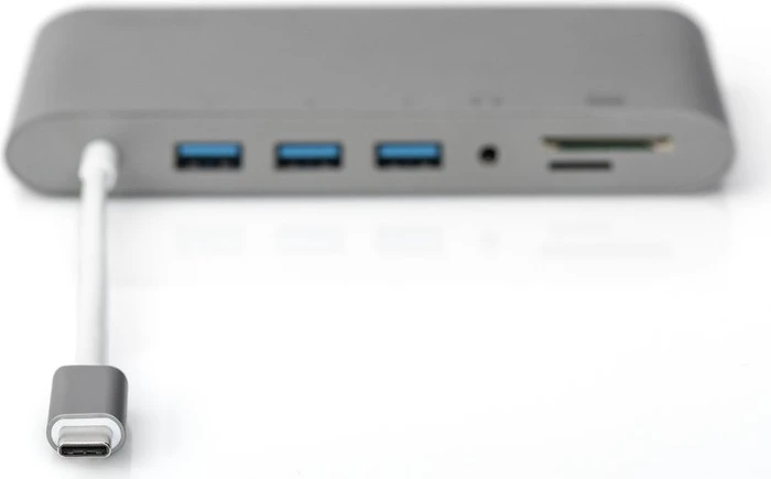 Digitus Universal Docking Station grau, Multiport, USB-Hub, Dual-Slot-Cardreader, USB-C 3.0 [Stecker]