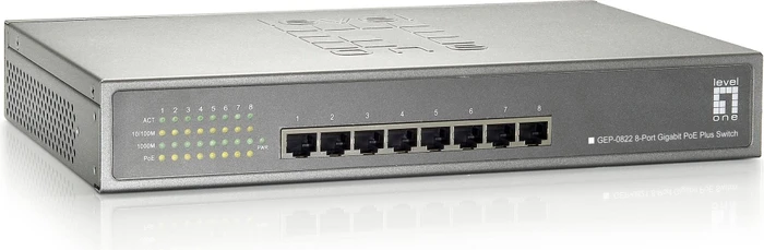 LevelOne GEP Desktop Gigabit Switch, 8x RJ-45, 240W PoE+
