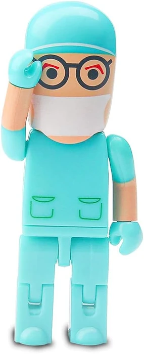 Diverse USB-Sticks Cartoon Arzt mit Mundschutz 32GB grün, USB-A, USB 2.0