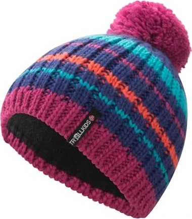 Trollkids Hafjell Bobble Mütze bright berry (Junior)