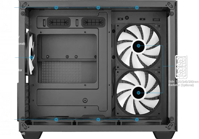 AeroCool Dryft Mini [V1], Lüfter LED Fixed RGB, Glasfenster