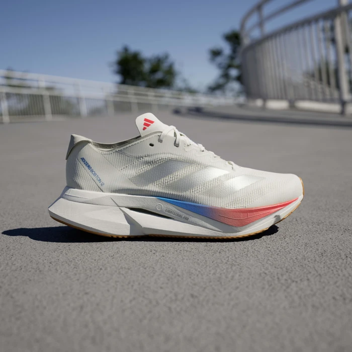 adidas Adizero Boston 12 core white/matte silver/pure ruby (Damen)