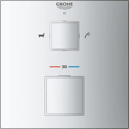 Grohe Grohtherm Cube Thermostat-Wannenbatterie mit integrierter 2-Wege-Umstellung chrom
