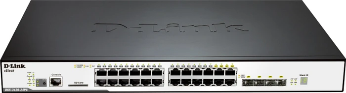 D-Link DGS-3120 Rackmount Gigabit Managed Switch, 20x RJ-45, 4x RJ-45/SFP, 370W PoE+