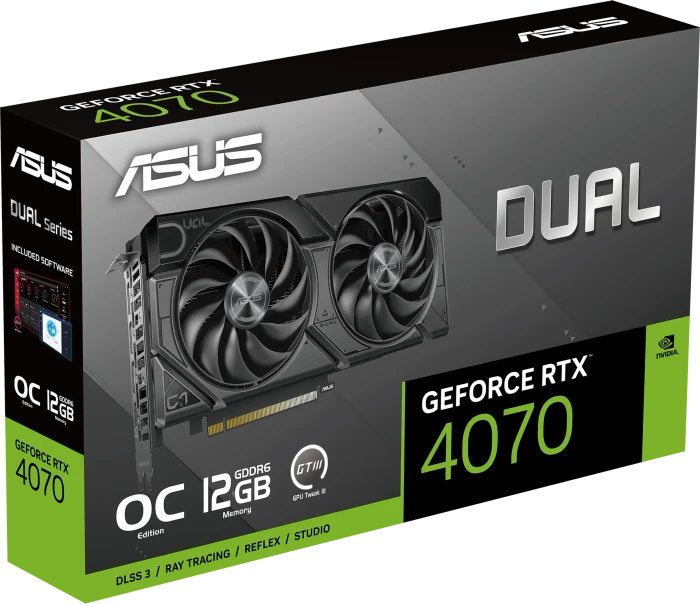 ASUS Dual GeForce RTX 4070 EVO OC, DUAL-RTX4070-O12GD6-EVO, 12GB GDDR6, HDMI, 3x DP
